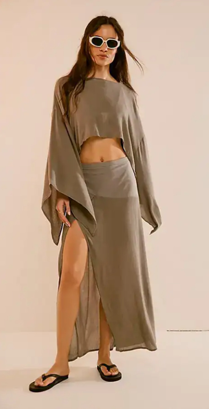 Free People Cass Set in Aven Gris Grey Gray XS NWT